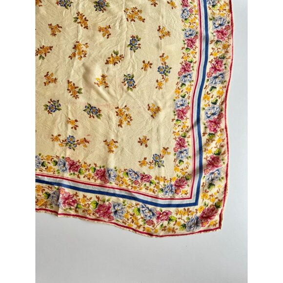 Vintage OSCAR DE LA RENTA Yellow Floral Washed Silk 25" x 25" Square Scarf - Picture 8 of 16